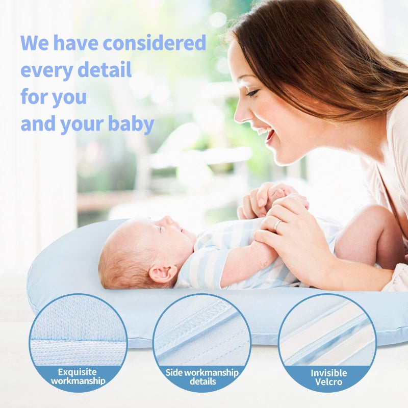 Pucmaoci Organic Waterproof Baby Lounger Covers 2 Pack| GOTS Certified 100% Cotton| Removable Cover with Waterproof Liner | Machine Washable and Dry (Cover only)（Blue & Green) - Image 4