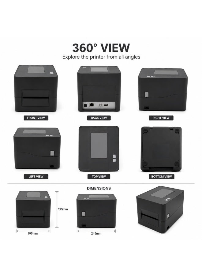 HT-500 300DPI Thermal Transfer Barcode Label Printer WiFi Bluetooth USB for Warehouse Shipping - Image 2
