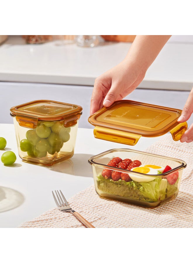 Visions Corning Amber Deep Food Storage Containers, Heat-resistant Glass Sealed Lunch Boxes, Bento Boxes, 4-piece Set, 800ml*2+900ml*2 - Image 4