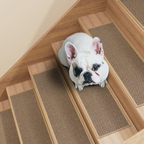 SUMLANS Stair Treads Carpet 15 pcs for Wooden Steps with Non Slip Rubber Backing, 100% Polyester Soft Stairs Resistant Indoor Skid Runner Safety Rugs for Kids Elders and Pets 30" * 8" (Brown) - Image 5
