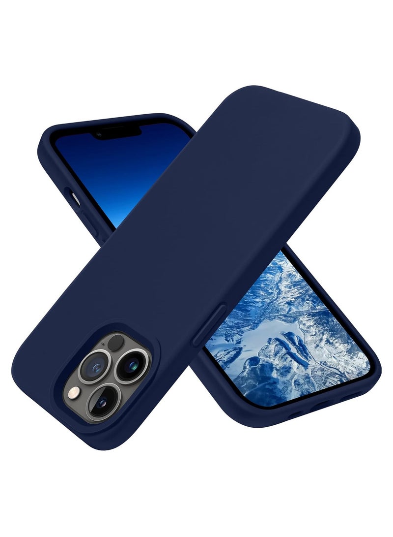 أكاليكس جراب سيليكون متوافق مع iPhone 13 Pro Max، سيليكون سائل رفيع، طبقات من المطاط الهلامي الناعم المقاوم للصدمات، جراب حماية للهاتف مع بطانة TPU متوافق مع iPhone 13 Pro Max (أزرق داكن) - Image 1