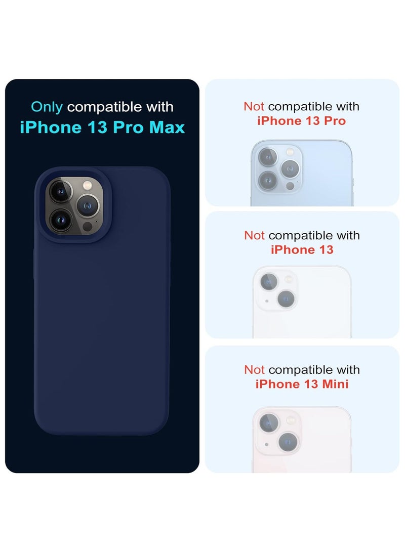أكاليكس جراب سيليكون متوافق مع iPhone 13 Pro Max، سيليكون سائل رفيع، طبقات من المطاط الهلامي الناعم المقاوم للصدمات، جراب حماية للهاتف مع بطانة TPU متوافق مع iPhone 13 Pro Max (أزرق داكن) - Image 2