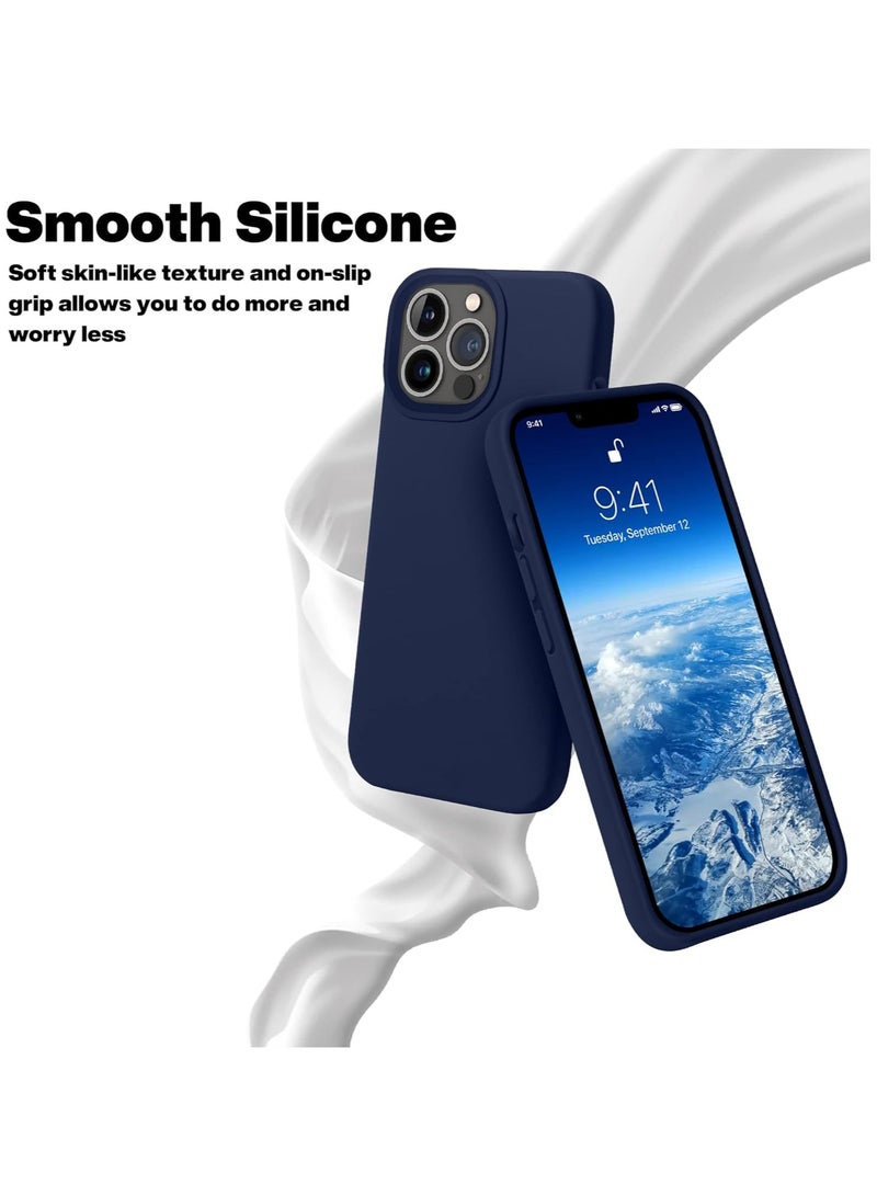 أكاليكس جراب سيليكون متوافق مع iPhone 13 Pro Max، سيليكون سائل رفيع، طبقات من المطاط الهلامي الناعم المقاوم للصدمات، جراب حماية للهاتف مع بطانة TPU متوافق مع iPhone 13 Pro Max (أزرق داكن) - Image 5