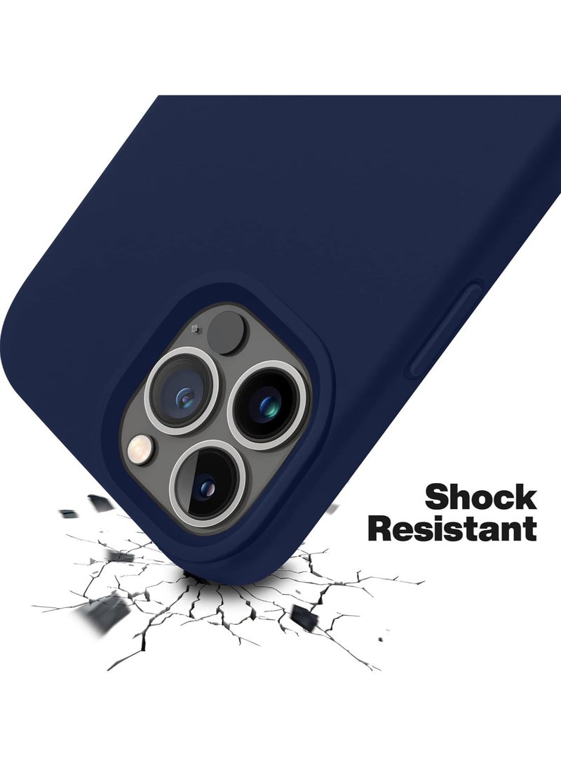 أكاليكس جراب سيليكون متوافق مع iPhone 13 Pro Max، سيليكون سائل رفيع، طبقات من المطاط الهلامي الناعم المقاوم للصدمات، جراب حماية للهاتف مع بطانة TPU متوافق مع iPhone 13 Pro Max (أزرق داكن) - Image 3