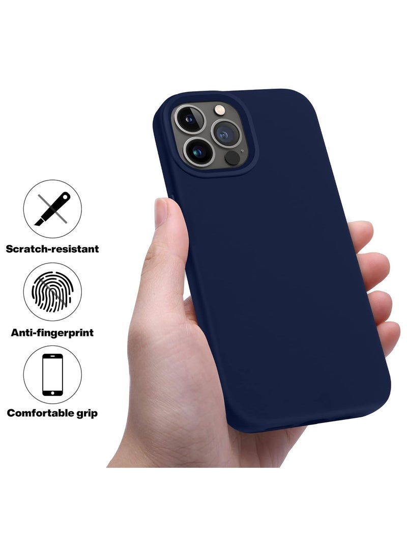 أكاليكس جراب سيليكون متوافق مع iPhone 13 Pro Max، سيليكون سائل رفيع، طبقات من المطاط الهلامي الناعم المقاوم للصدمات، جراب حماية للهاتف مع بطانة TPU متوافق مع iPhone 13 Pro Max (أزرق داكن) - Image 4