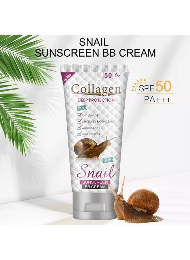 OUHOE Collagen Deep Protection Sunscreen BB Cream-Whitening Concealer Full Coverage BB Cream,Long Lasting Waterproof Oil Control Anti UVA Natural Foundation Makeup for Women - Image 2