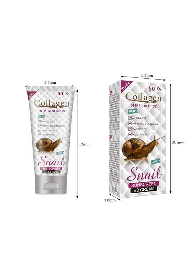 OUHOE Collagen Deep Protection Sunscreen BB Cream-Whitening Concealer Full Coverage BB Cream,Long Lasting Waterproof Oil Control Anti UVA Natural Foundation Makeup for Women - Image 5