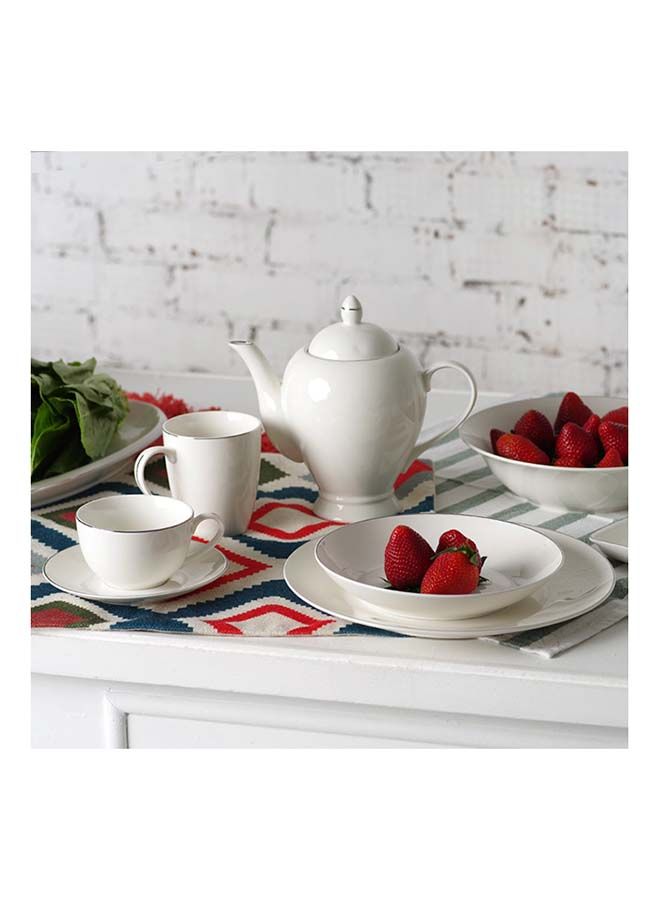 Fissman Teapot Porcelain , Beverage Serveware 2-3 Tea Cups, Coffee Mugs, Modern English Classic Style, Dishwasher Safe Pure White 1100 ml - Image 3