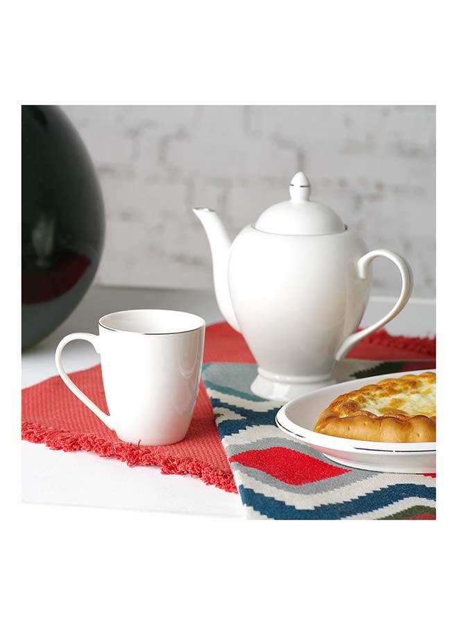 Fissman Teapot Porcelain , Beverage Serveware 2-3 Tea Cups, Coffee Mugs, Modern English Classic Style, Dishwasher Safe Pure White 1100 ml - Image 4