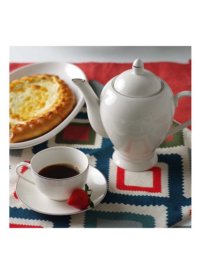 Fissman Teapot Porcelain , Beverage Serveware 2-3 Tea Cups, Coffee Mugs, Modern English Classic Style, Dishwasher Safe Pure White 1100 ml - Image 5