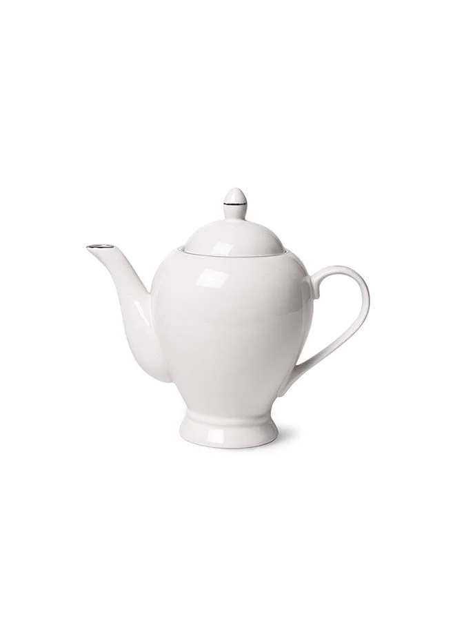 Fissman Teapot Porcelain , Beverage Serveware 2-3 Tea Cups, Coffee Mugs, Modern English Classic Style, Dishwasher Safe Pure White 1100 ml
