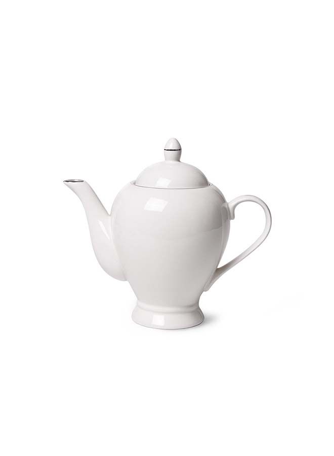 Fissman Teapot Porcelain , Beverage Serveware 2-3 Tea Cups, Coffee Mugs, Modern English Classic Style, Dishwasher Safe Pure White 1100 ml - Image 1