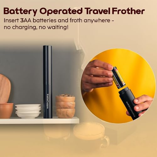 InstaCuppa Battery Operated Travel Milk Frother with 4 Stainless Steel Whisks (Classic Froth, Thick Foam, Egg Beater, Protein Mixer) Coffee Beater for Lattes - Image 3