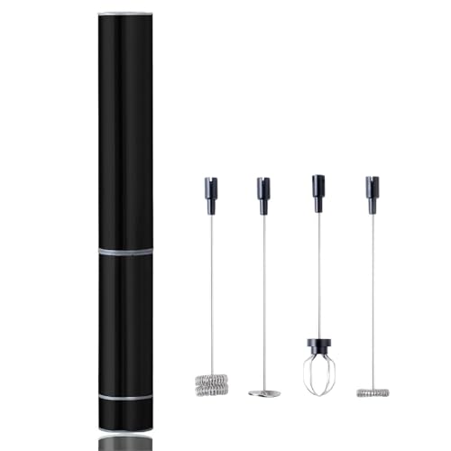 InstaCuppa Battery Operated Travel Milk Frother with 4 Stainless Steel Whisks (Classic Froth, Thick Foam, Egg Beater, Protein Mixer) Coffee Beater for Lattes - Image 1