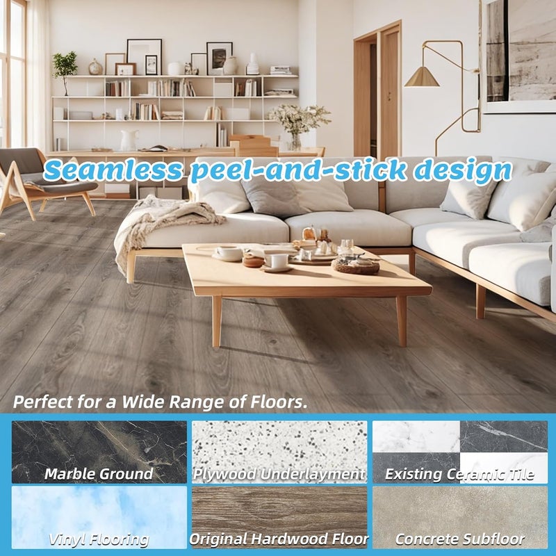 Art3d 36" x 6" x 0.25" (Pack Of 10) Tile Sticker Vinyl Wood, Teak - Image 3