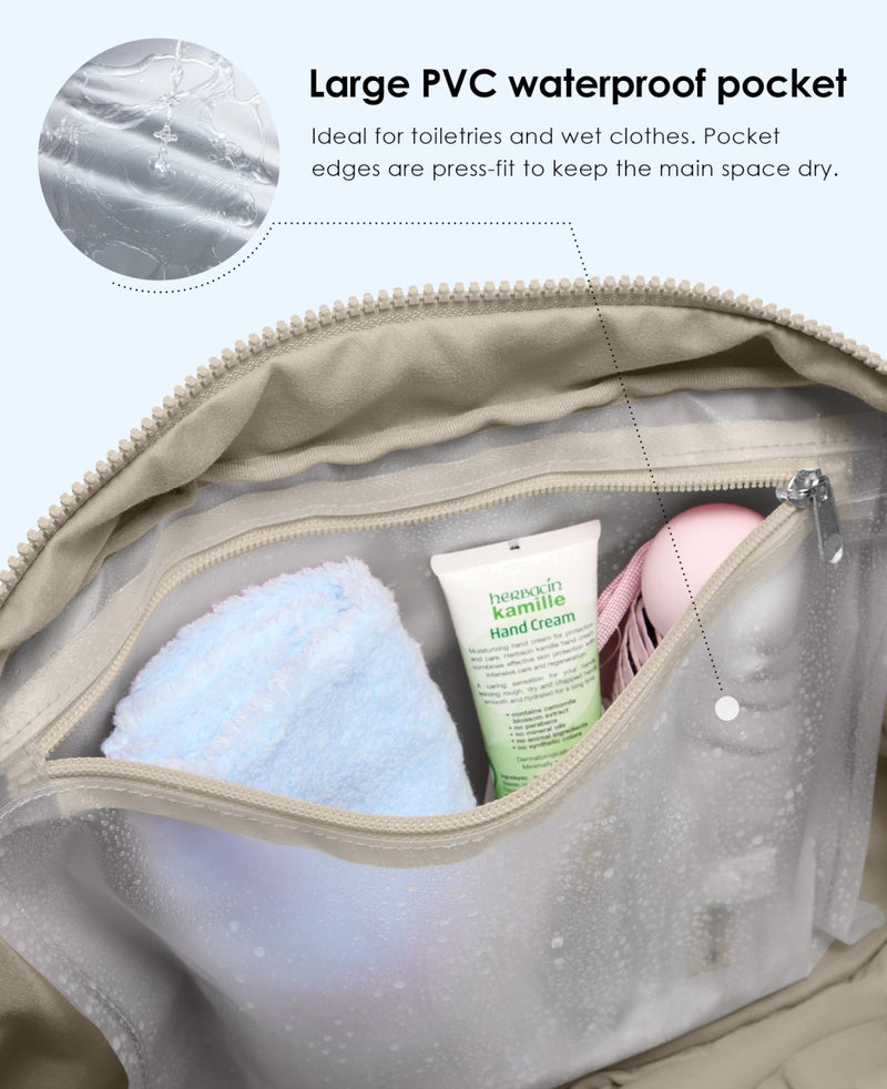 Uselike Gym Bag for Women, Travel Duffle Bags with Wet Pocket, Lightweight Carry on Bag Overnight Weekender Duffel Bag, Water Resistant (Khaki Ash) - Image 4