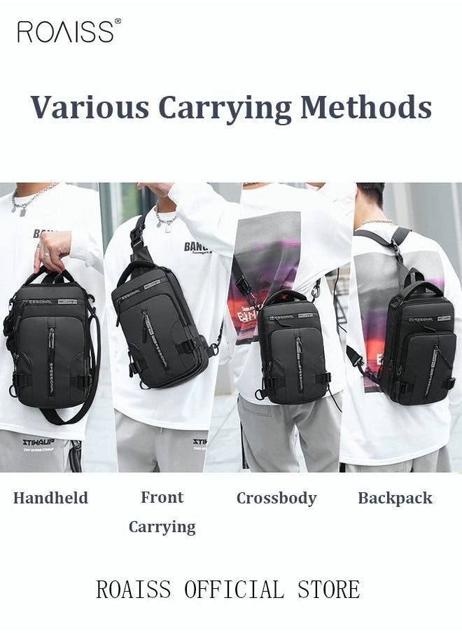 roaiss - Men Crossbody Sling Bag Travel Chest Bags with USB Charging Port Waterproof Casual Daypack Outdoor Sling Bag Hiking Backpack for Men Outdoor Travel Business Casual Work Office - Image 1