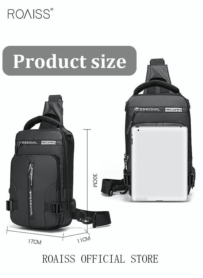roaiss - Men Crossbody Sling Bag Travel Chest Bags with USB Charging Port Waterproof Casual Daypack Outdoor Sling Bag Hiking Backpack for Men Outdoor Travel Business Casual Work Office - Image 1