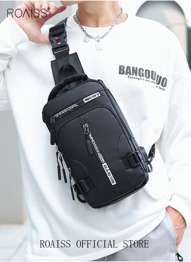 roaiss - Men Crossbody Sling Bag Travel Chest Bags with USB Charging Port Waterproof Casual Daypack Outdoor Sling Bag Hiking Backpack for Men Outdoor Travel Business Casual Work Office - Image 1