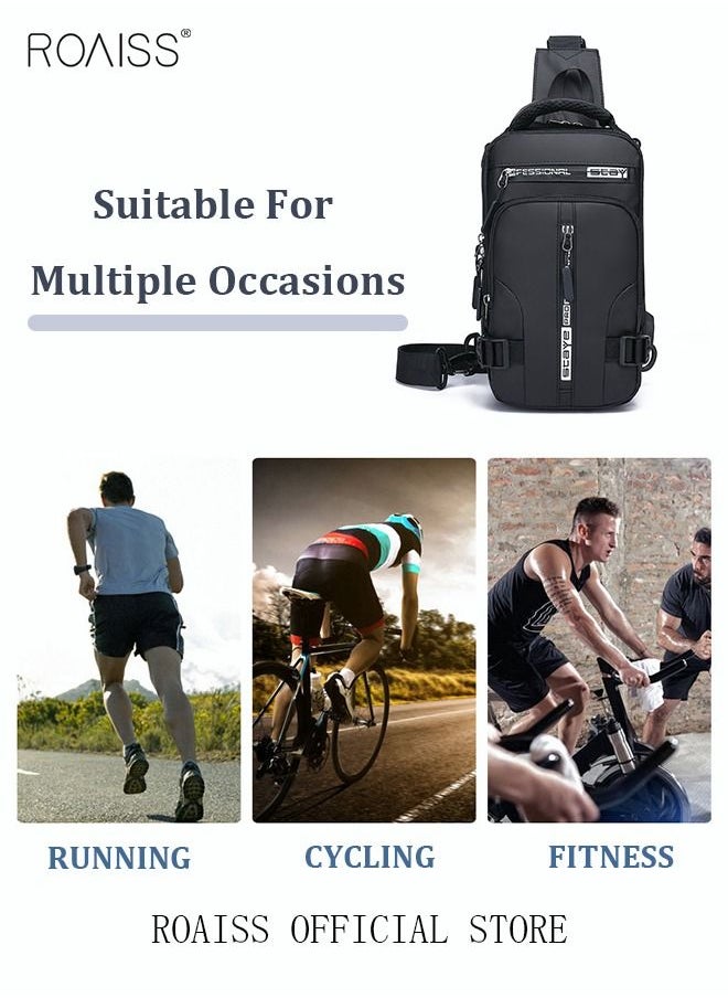 roaiss - Men Crossbody Sling Bag Travel Chest Bags with USB Charging Port Waterproof Casual Daypack Outdoor Sling Bag Hiking Backpack for Men Outdoor Travel Business Casual Work Office - Image 1