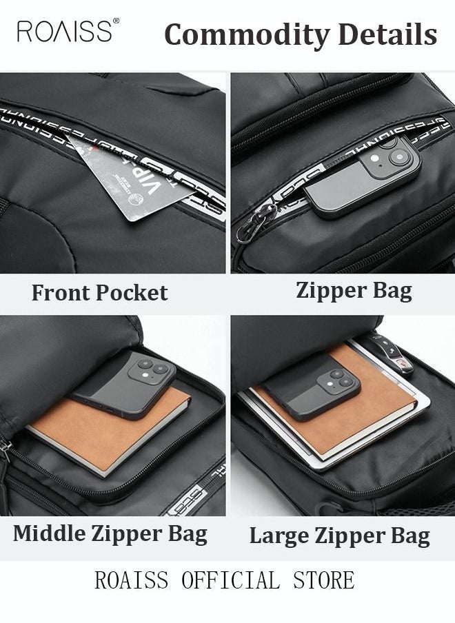 roaiss - Men Crossbody Sling Bag Travel Chest Bags with USB Charging Port Waterproof Casual Daypack Outdoor Sling Bag Hiking Backpack for Men Outdoor Travel Business Casual Work Office - Image 1