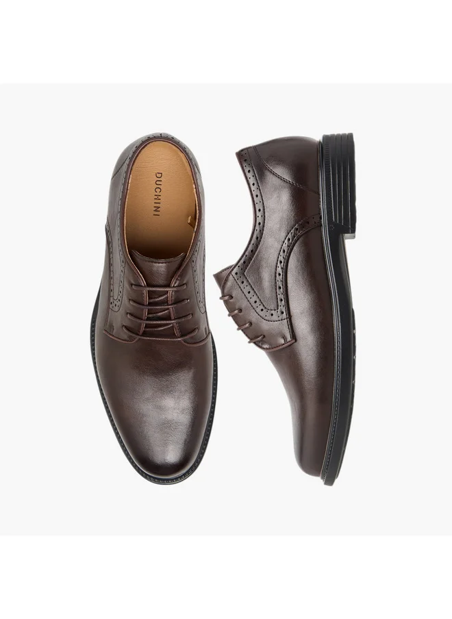 DUCHINI Men's Textured Derby Shoes with Lace-Up Closure