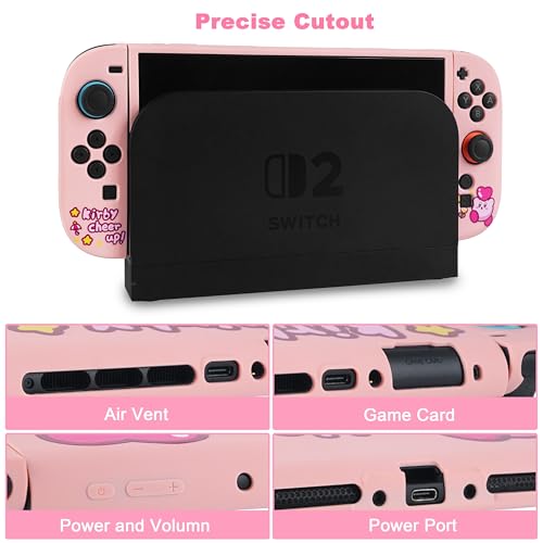TIKOdirect Protective Case for Switch 2, Protected by Soft Full Skin Cover with Pretty Cute Pattern, Silicone Slim Shockproof Back and Grip Case for Switch 2, Pink - Image 2