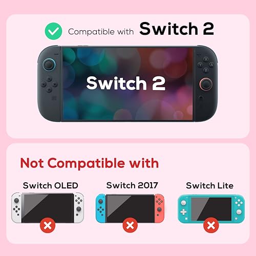 TIKOdirect Protective Case for Switch 2, Protected by Soft Full Skin Cover with Pretty Cute Pattern, Silicone Slim Shockproof Back and Grip Case for Switch 2, Pink - Image 4