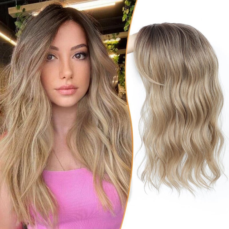 PANEWAY Hair Topper 16 Inch Wavy Synthetic Clip-In Topper for Women Natural Looking Voluminous Hairpiece for Thinning Hair, Lightweight & Breathable - Image 1