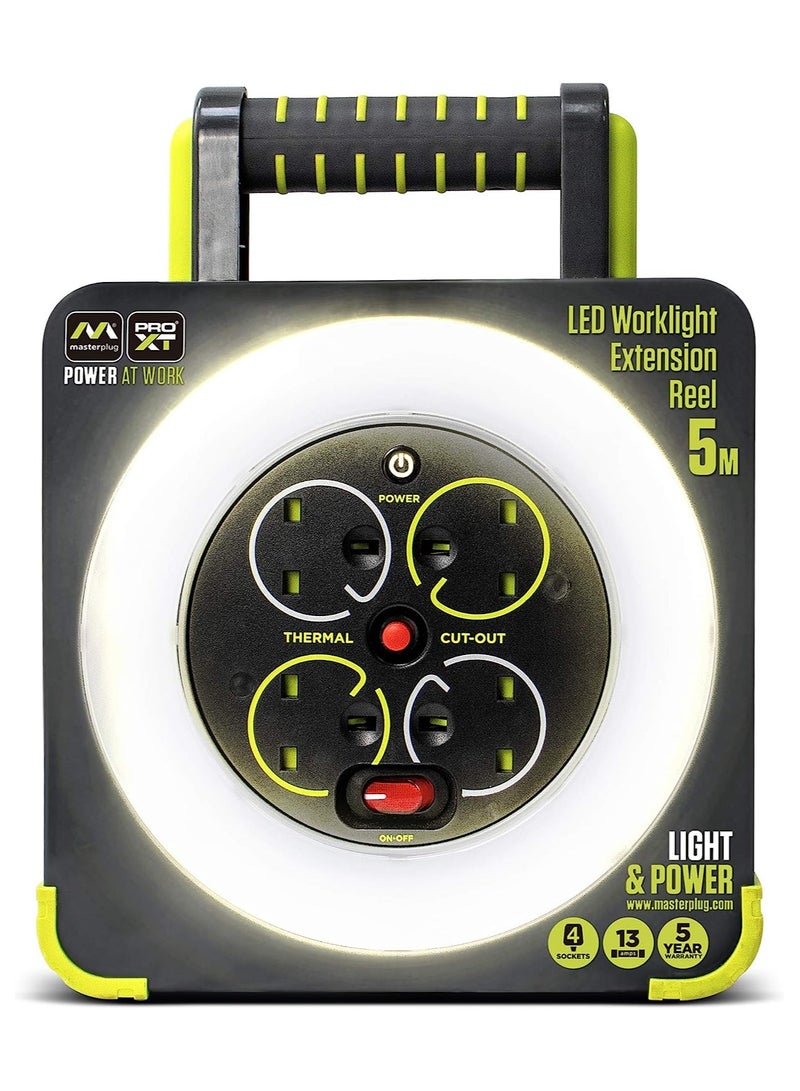 ماستربلاج بكرة تمديد إضاءة عمل LED بطول 5 أمتار و4 مقابس 13 أمبير - Image 1