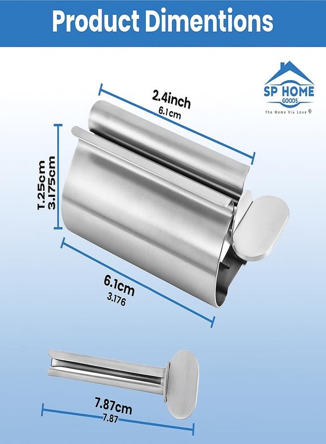 Smart House Inc The Original Toothpaste Squeezer Tube Roller Stainless Steel 2 Pieces Tube Squeezer Rollers, Saves Toothpaste, Creams, Puts an end to Waste - Simple and Practical (Silver) 2.4 inch Wide - Image 2