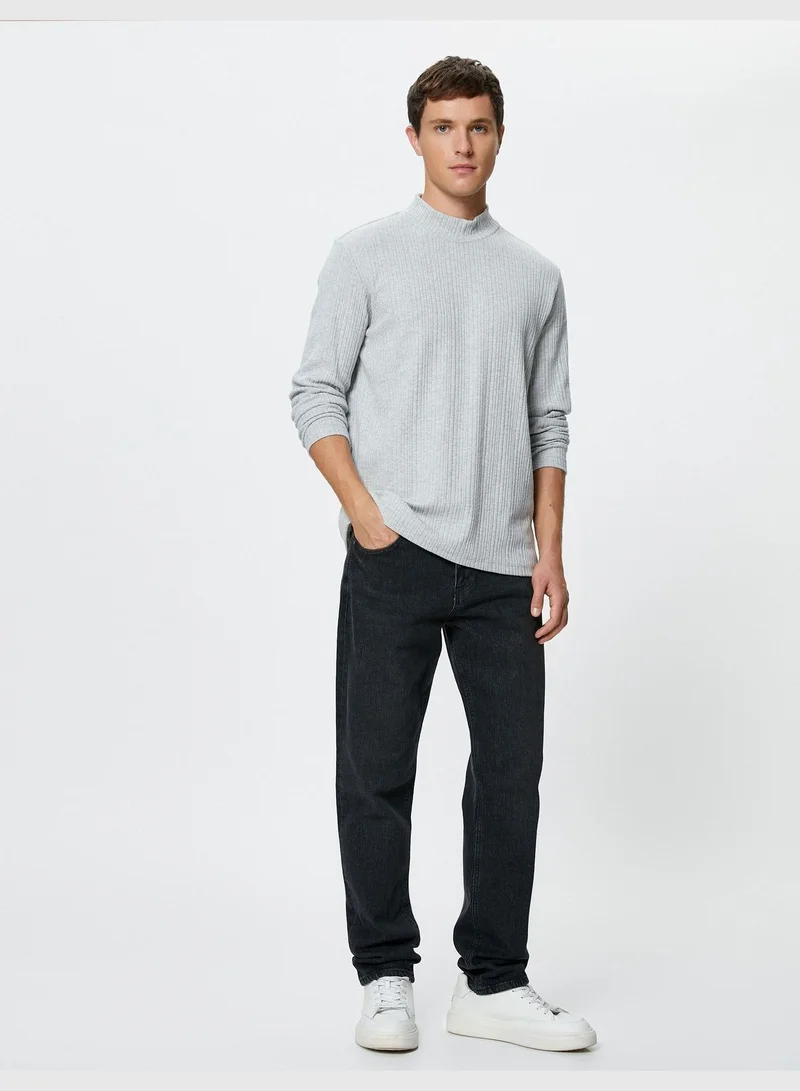 KOTON Stand-Up Thin Knit Sweater long Sleeve Soft Touch
