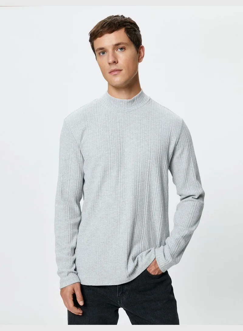 KOTON Stand-Up Thin Knit Sweater long Sleeve Soft Touch