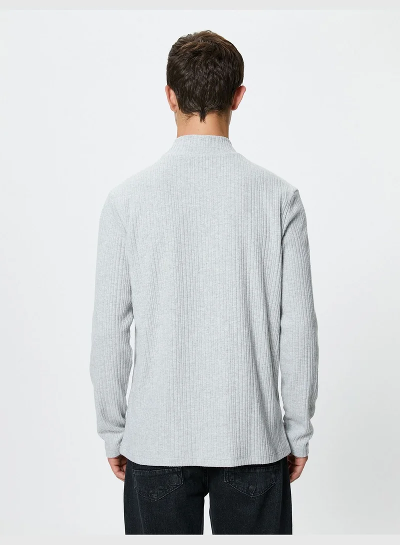 KOTON Stand-Up Thin Knit Sweater long Sleeve Soft Touch