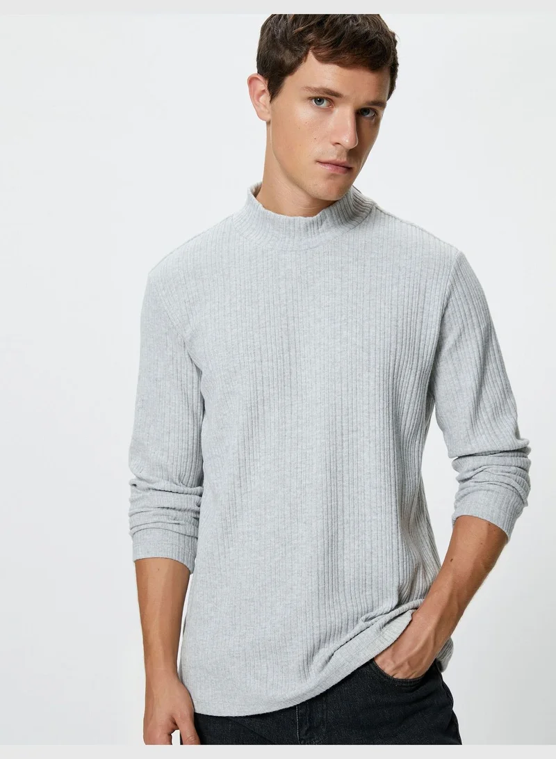 KOTON Stand-Up Thin Knit Sweater long Sleeve Soft Touch