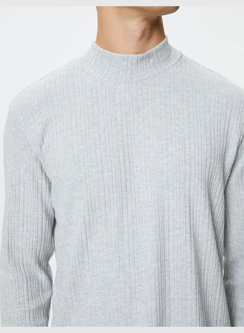 KOTON Stand-Up Thin Knit Sweater long Sleeve Soft Touch