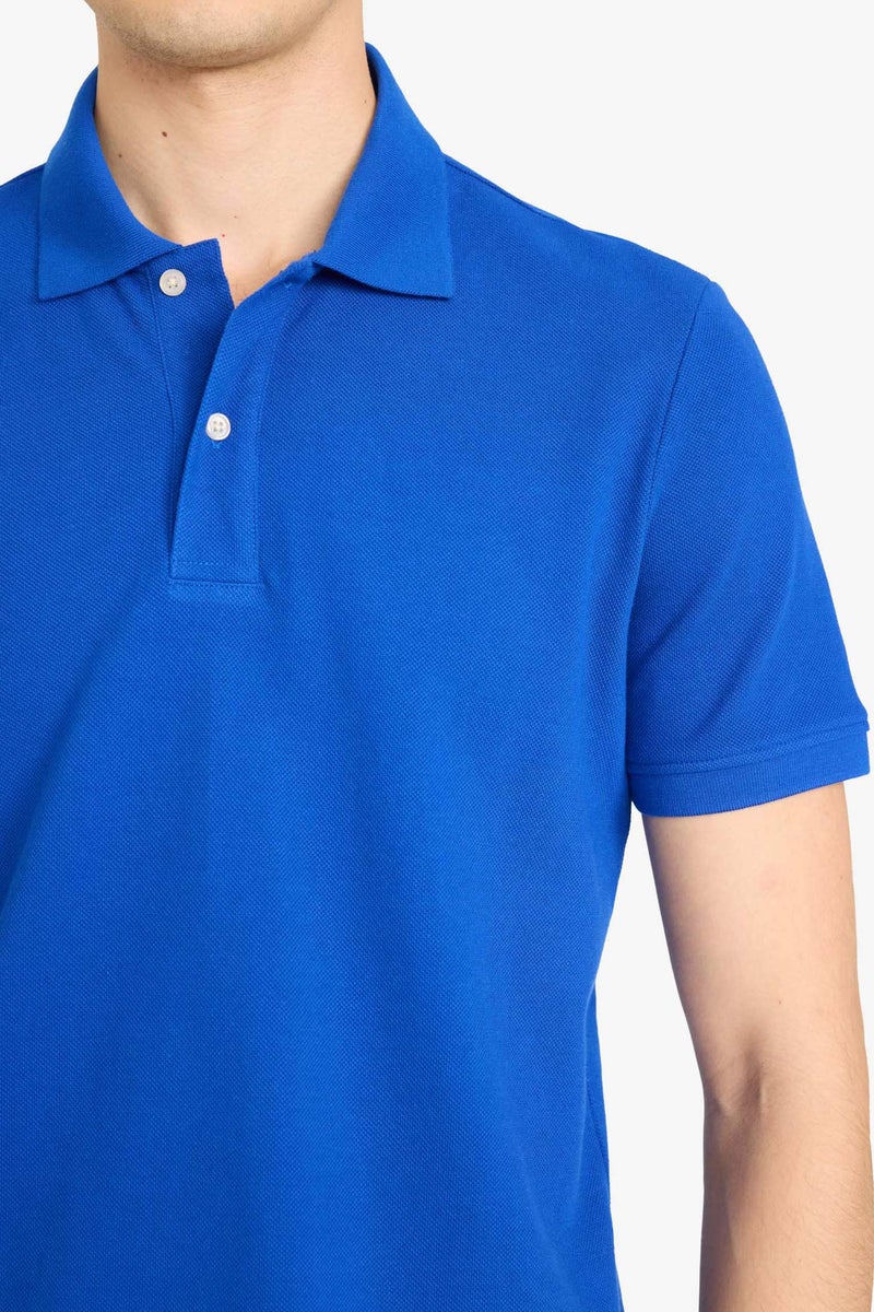 DeFacto Blue Man Cotton Polo T-Shirt Casual - Image 4