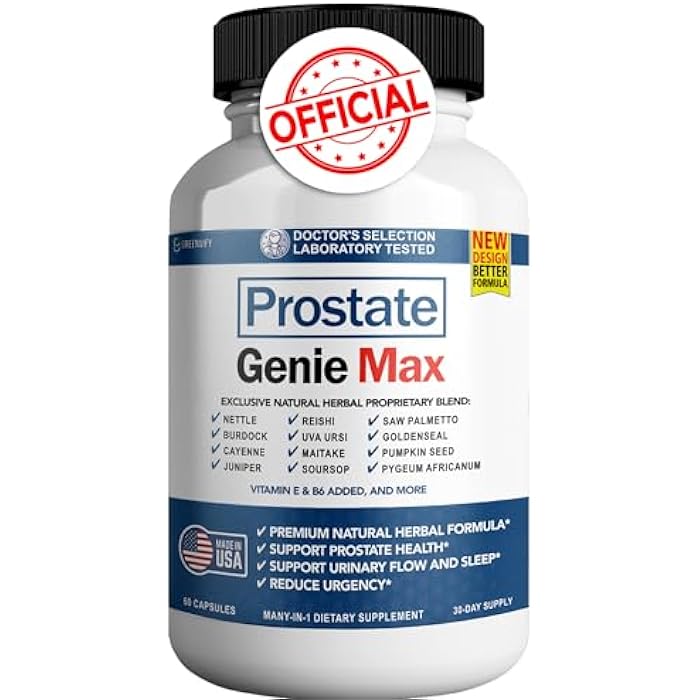 GREENVIFY Prostate Genie Max - Natural Prostate Support Supplement | Promotes Urinary Health & Reduces Urgency | 60 Capsules | Made in USA (1) - Image 1