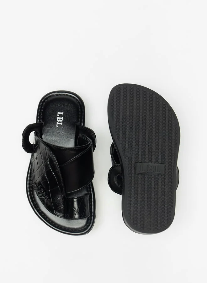 LBL by Shoexpress Boys Textured Slip-On Arabic Sandals with Toe Loop Closure