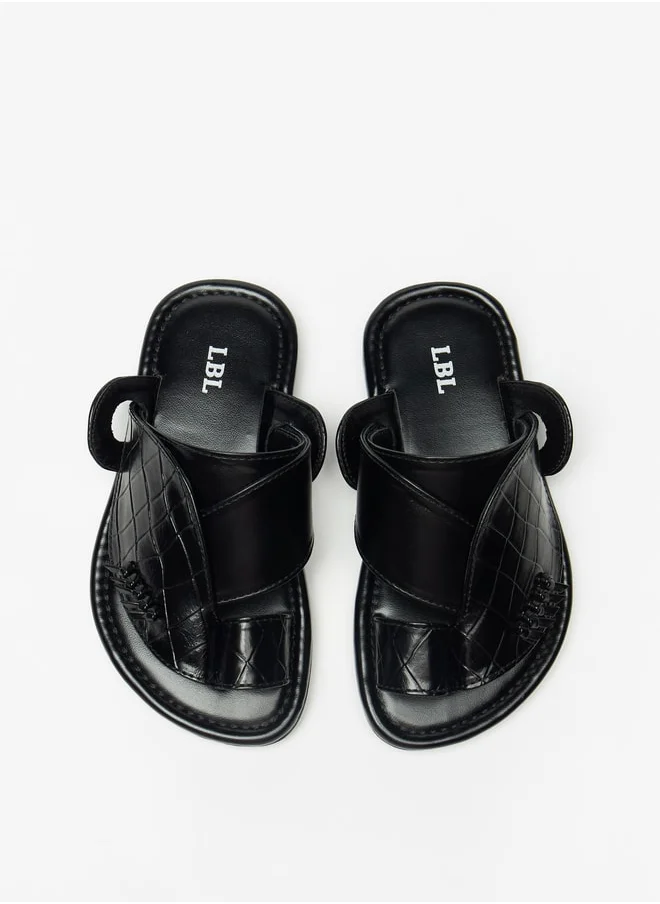 LBL by Shoexpress Boys Textured Slip-On Arabic Sandals with Toe Loop Closure