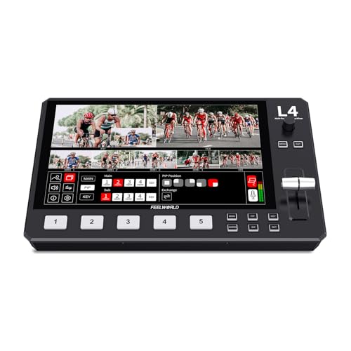 FEELWORLD L4 101 Inch Touch Screen Video Switcher 101 inch Touchscreen Realtime Preview 5 Input Sources PST PGM and Operation Interface - Image 1