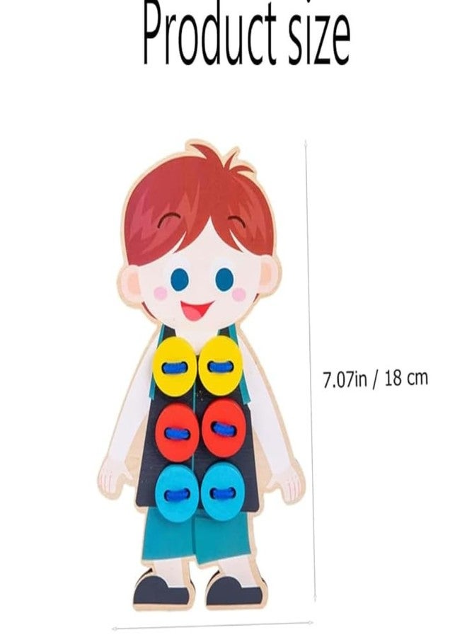 SubiMouIQ Lacing Toy, Threading Toys, Thread Board, Thread Board Kids, Wooden Clothes Lacing for Boy and Educational Threading for Fine Motor Skills Development Adorable Doll Dress Up Activity Toy - Image 2