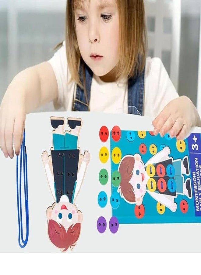 SubiMouIQ Lacing Toy, Threading Toys, Thread Board, Thread Board Kids, Wooden Clothes Lacing for Boy and Educational Threading for Fine Motor Skills Development Adorable Doll Dress Up Activity Toy - Image 5