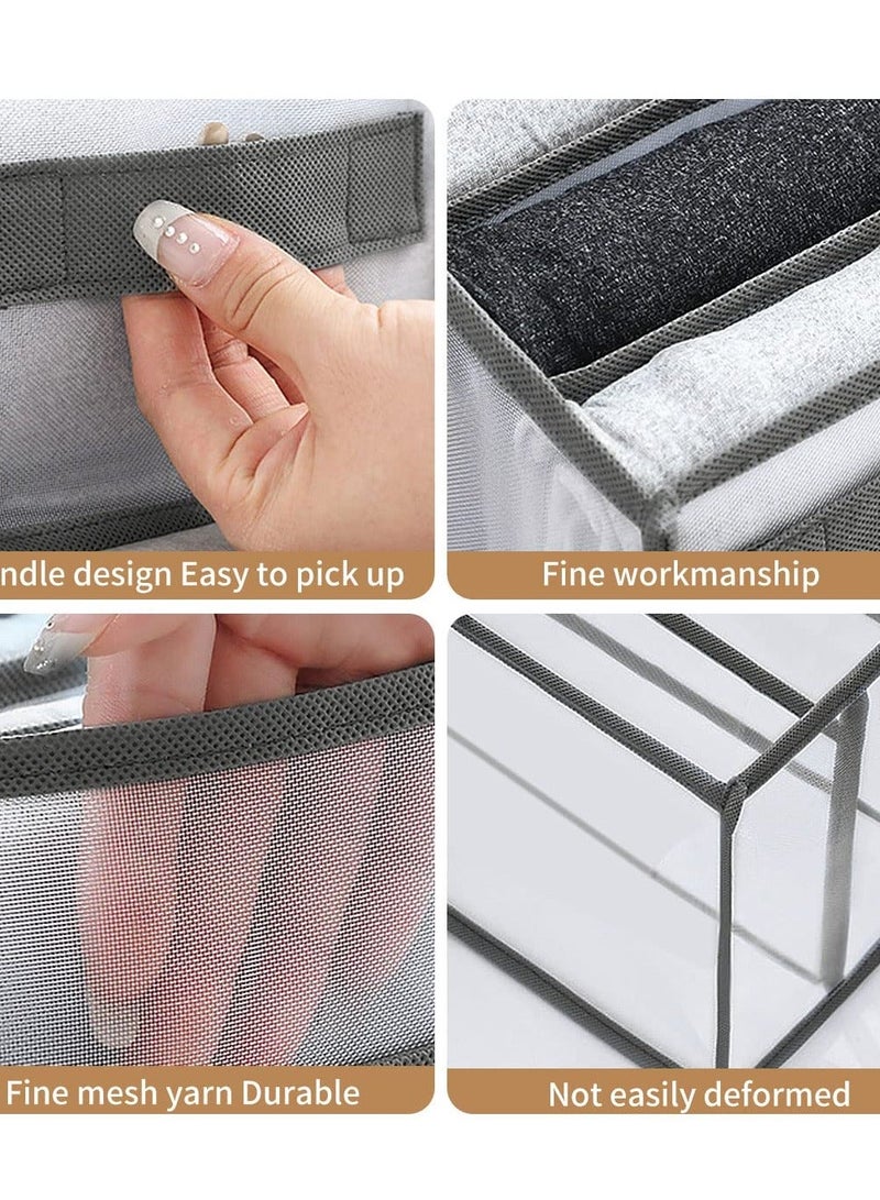 Drawer Organizers for Clothing, Wardrobe Clothes Visible Organizer with Handles, 7 Grids Clothes Organizer for Folded Clothes, Jeans Organizer for Closet, Wardrobe, Drawer, Gray (2 Pcs Large + Small)  - Image 5