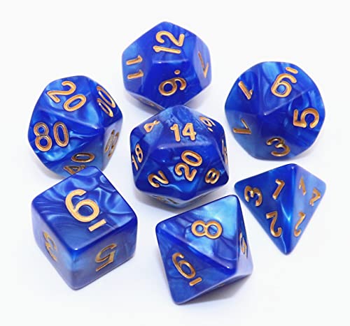 CREEBUY Blue DND Dice Set for Dungeon and Dragons DD RPG Role Playing Games Polyhedral Dice with Bag - Image 1