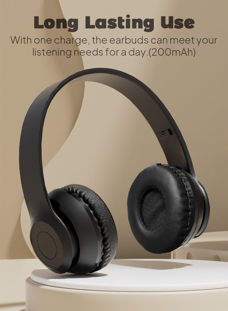 سماعات رأس لاسلكية بخاصية إلغاء الضوضاء، وسائد أذن مريحة، تصميم قابل للطي، مثالية للراحة طوال اليوم، ومناسبة للألعاب والرياضة والتنقل. - Image 4