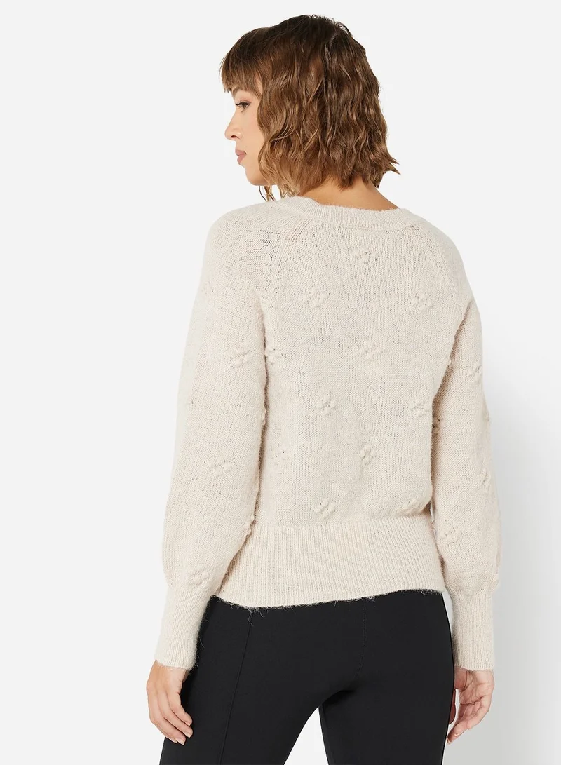 Jacqueline de Yong Recycled V-Neck Knit Pullover