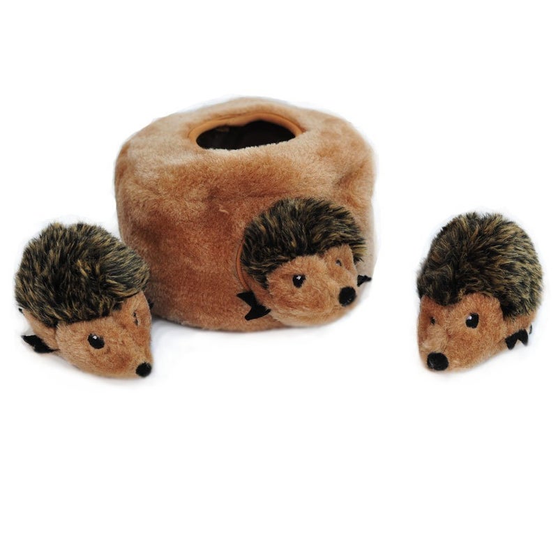 ZippyPaws Burrow- Interactive Dog & Puppy Toys for Boredom, Stimulating Pet Products to Keep them Busy, Hide & Seek Plush Dog Puzzles, Squeaky Toy for Enrichment, For Small & Medium Dogs- Hedgehog Den - Image 2