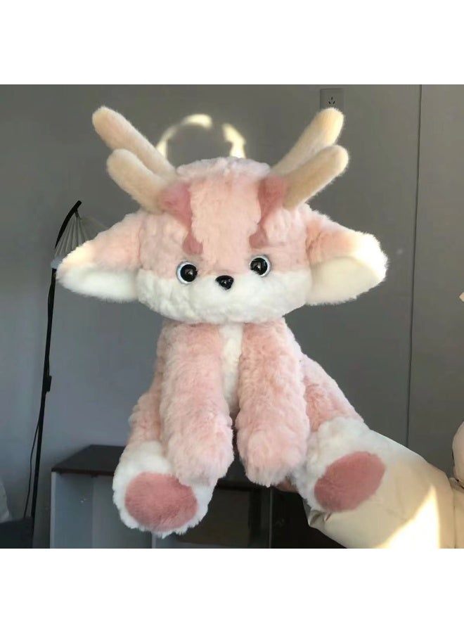 Sunspire 13.7-inch pink plush toy. Crafted from ultra-soft plush fabric, this pink doll offers a delightfully soft and cuddly feel. This charming and comforting cuddle companion makes the perfect gift for little girls. - Image 1
