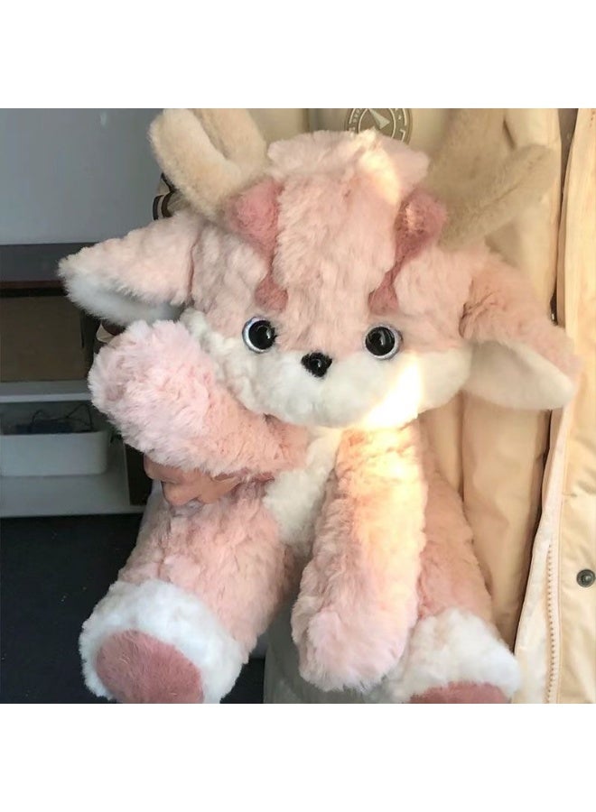 Sunspire 13.7-inch pink plush toy. Crafted from ultra-soft plush fabric, this pink doll offers a delightfully soft and cuddly feel. This charming and comforting cuddle companion makes the perfect gift for little girls. - Image 2